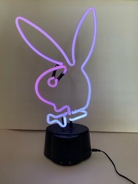 Neon Playboy Bunny LED Lamp - Pink & White